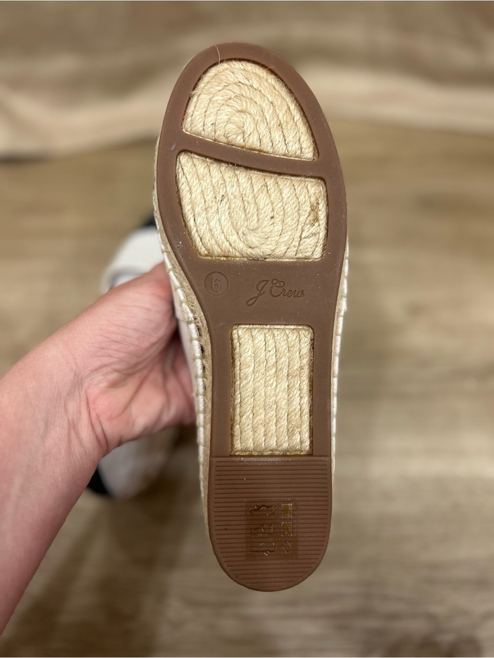 J. Crew NEW Espadrille Canvas slip on flats with Toe Cap Sz 6 COASTAL Classic - Picture 5 of 5